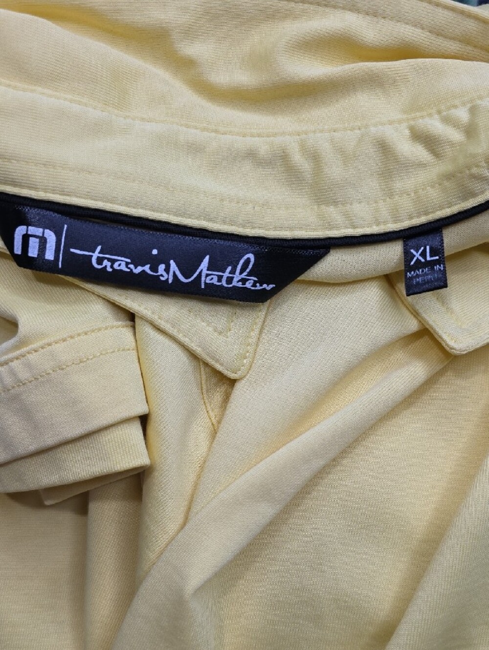 881. TravisMathew Men Yellow Pima Cotton Blend Pocket Golf Polo "The Plantation" - Picture 4 of 4